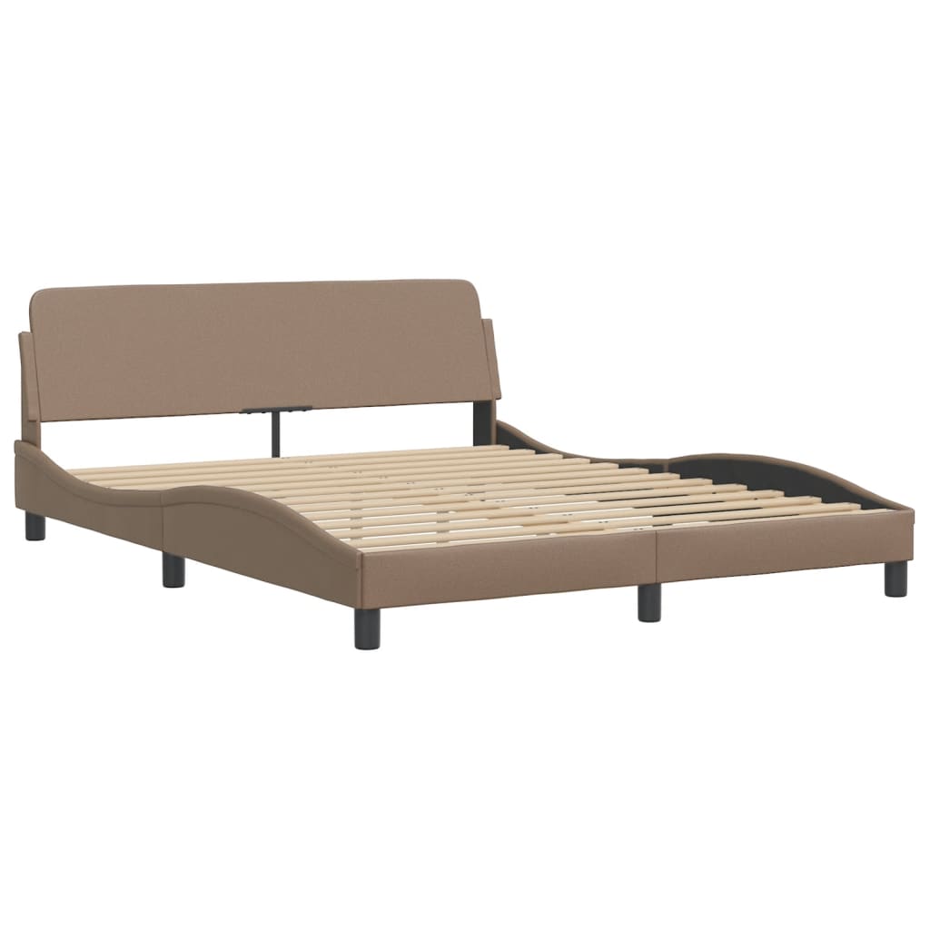 Bed frame with headboard cappuccino brown 160x200 cm artificial leather