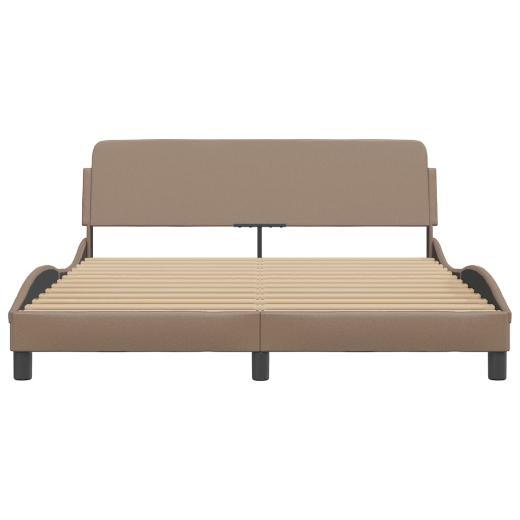 Bed frame with headboard cappuccino brown 160x200 cm artificial leather