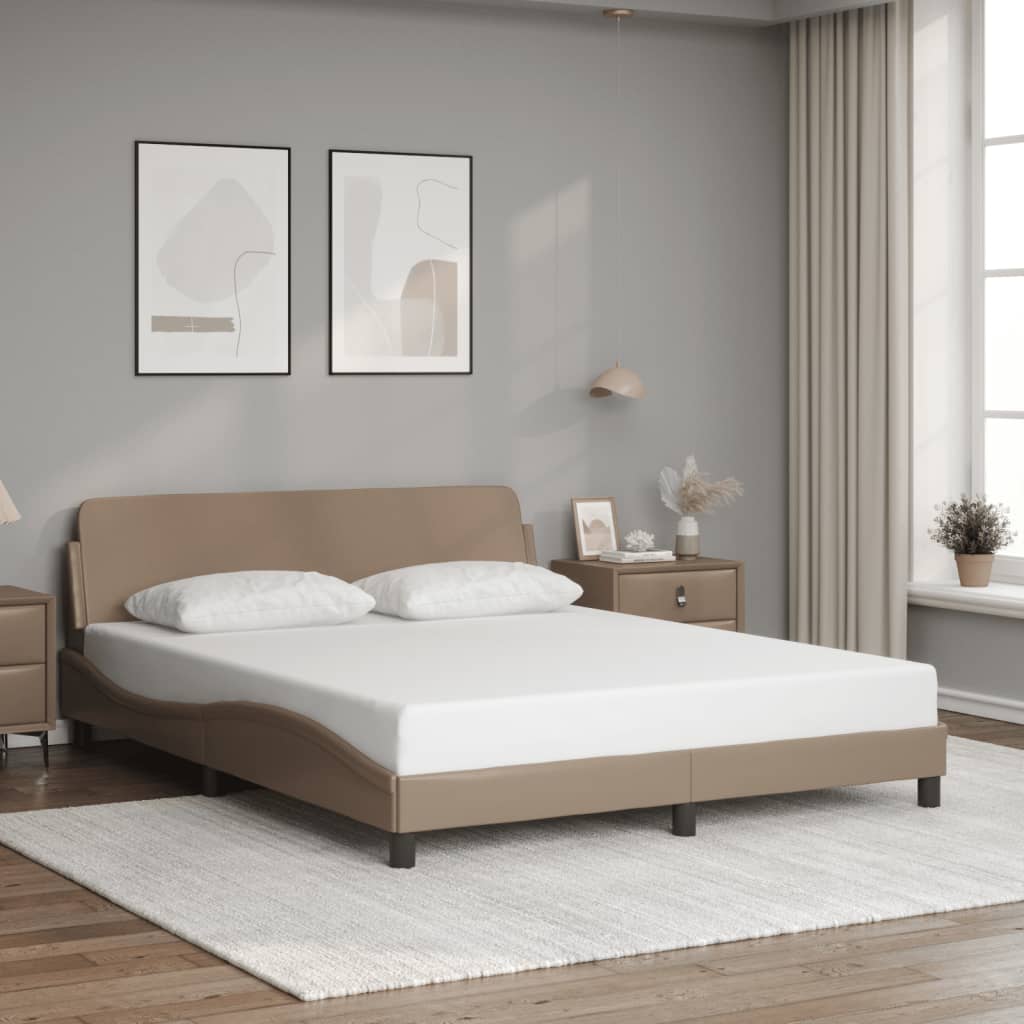 Bed frame with headboard cappuccino brown 160x200 cm artificial leather