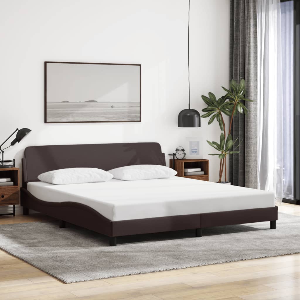 Bed frame without mattress dark brown 180x200 cm fabric