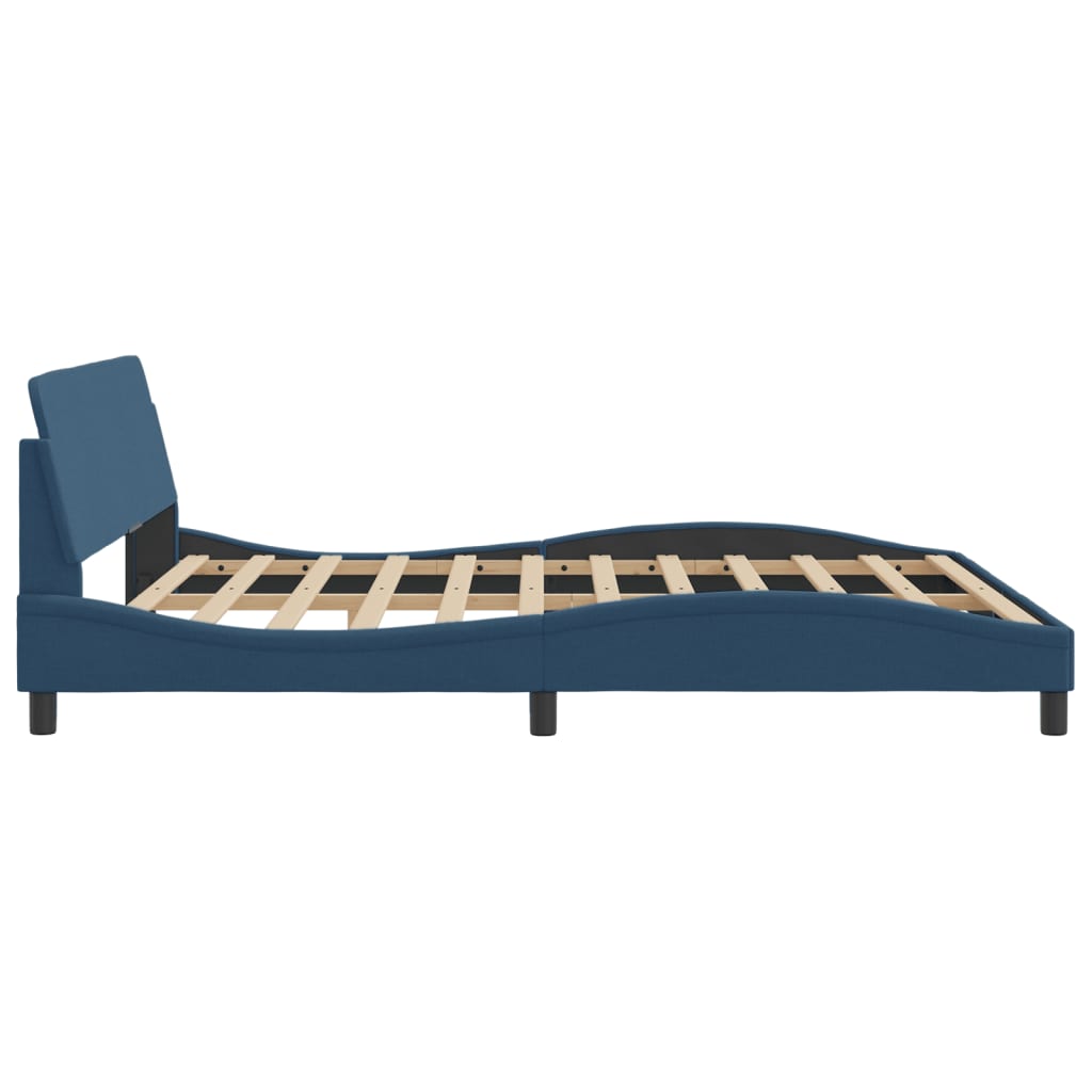 Bed frame with headboard without mattress blue 180x200 cm fabric