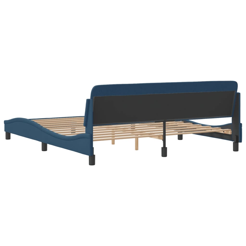 Bed frame with headboard without mattress blue 180x200 cm fabric