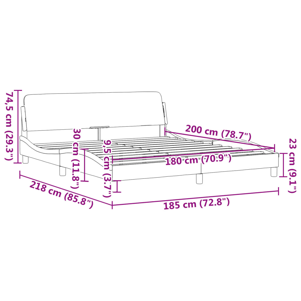 Bed frame with headboard without mattress blue 180x200 cm fabric