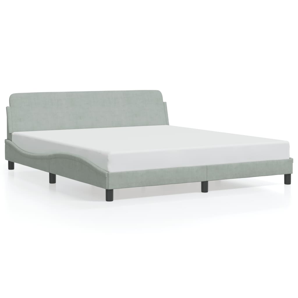 Bed frame without mattress light grey 180x200 cm velvet