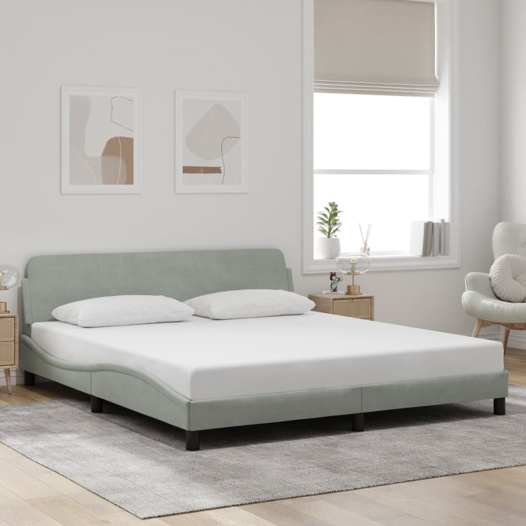 Bed frame without mattress light grey 180x200 cm velvet