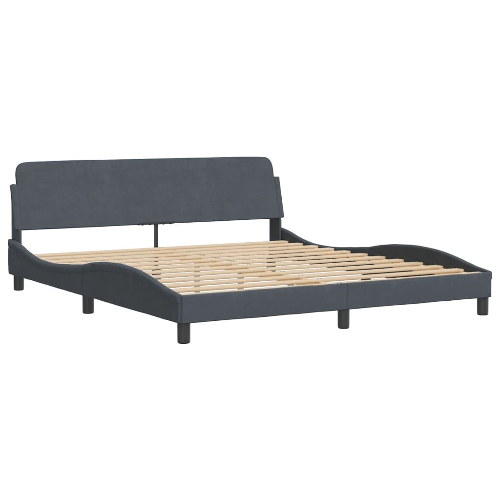 Bed frame without mattress dark grey 180x200 cm velvet