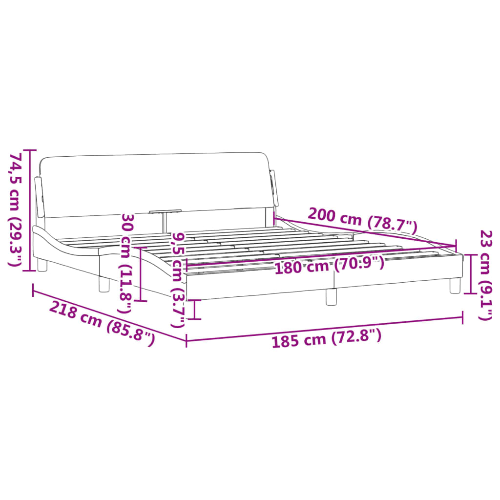 Bed frame without mattress dark grey 180x200 cm velvet