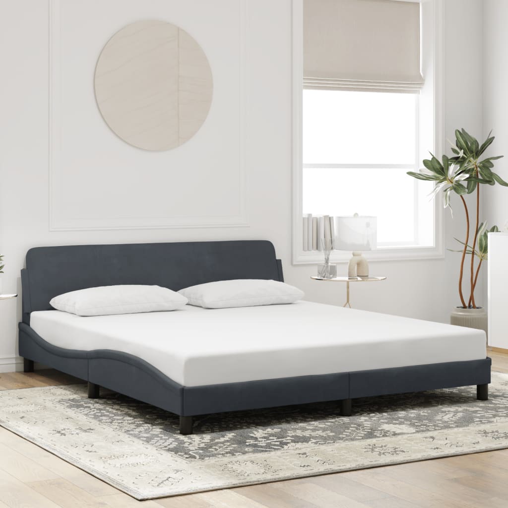 Bed frame without mattress dark grey 180x200 cm velvet