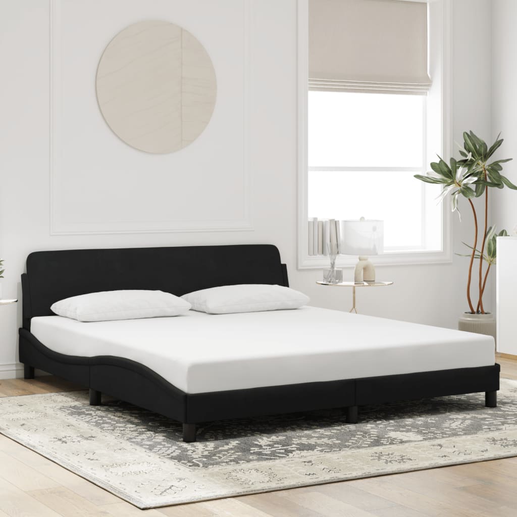 Bed frame without mattress Black 180x200 cm Velvet