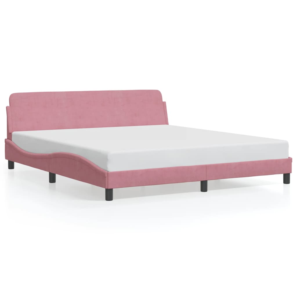 Bed frame with headboard without mattress pink 180x200 cm velvet