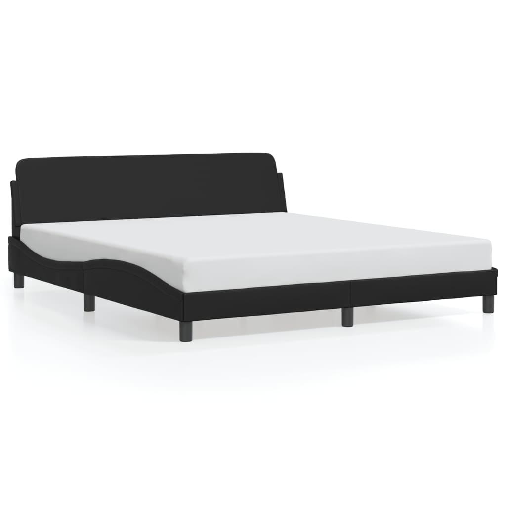 Bed frame with headboard black 180x200 cm artificial leather