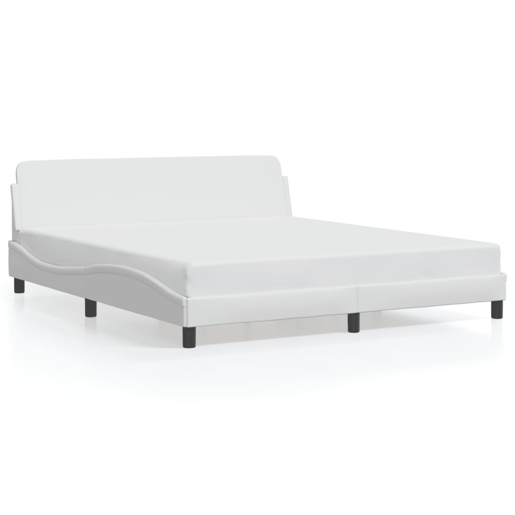 Bed frame with headboard white 180x200 cm artificial leather