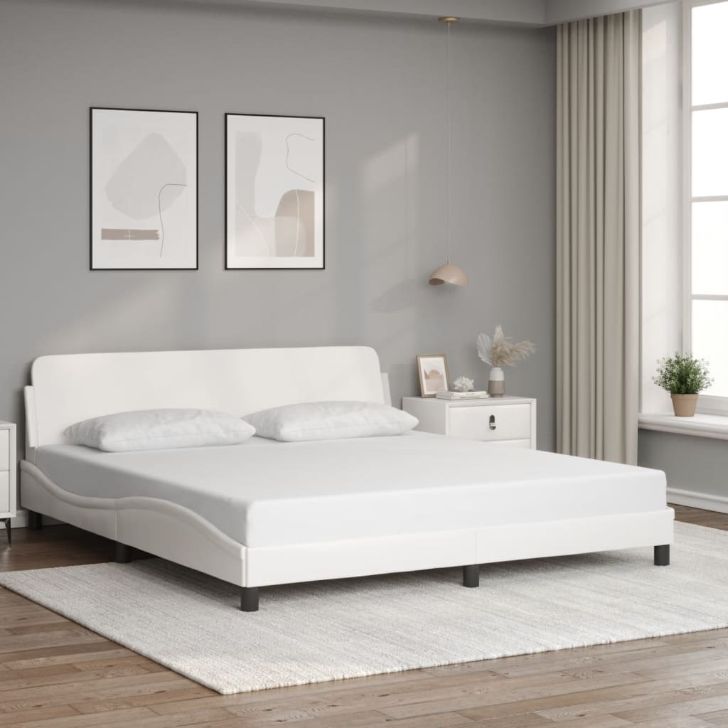 Bed frame with headboard white 180x200 cm artificial leather