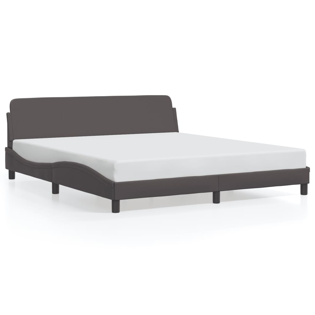 Bed frame with headboard gray 180x200 cm artificial leather