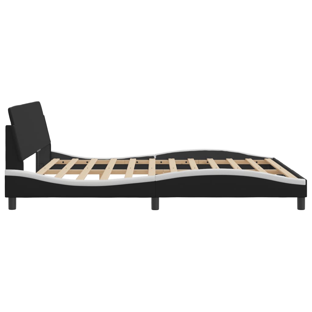 Bed frame with headboard black and white 180x200 cm artificial leather