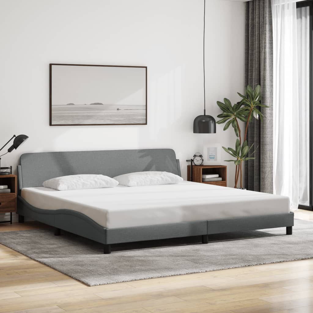 Bed frame without mattress light grey 200x200 cm fabric