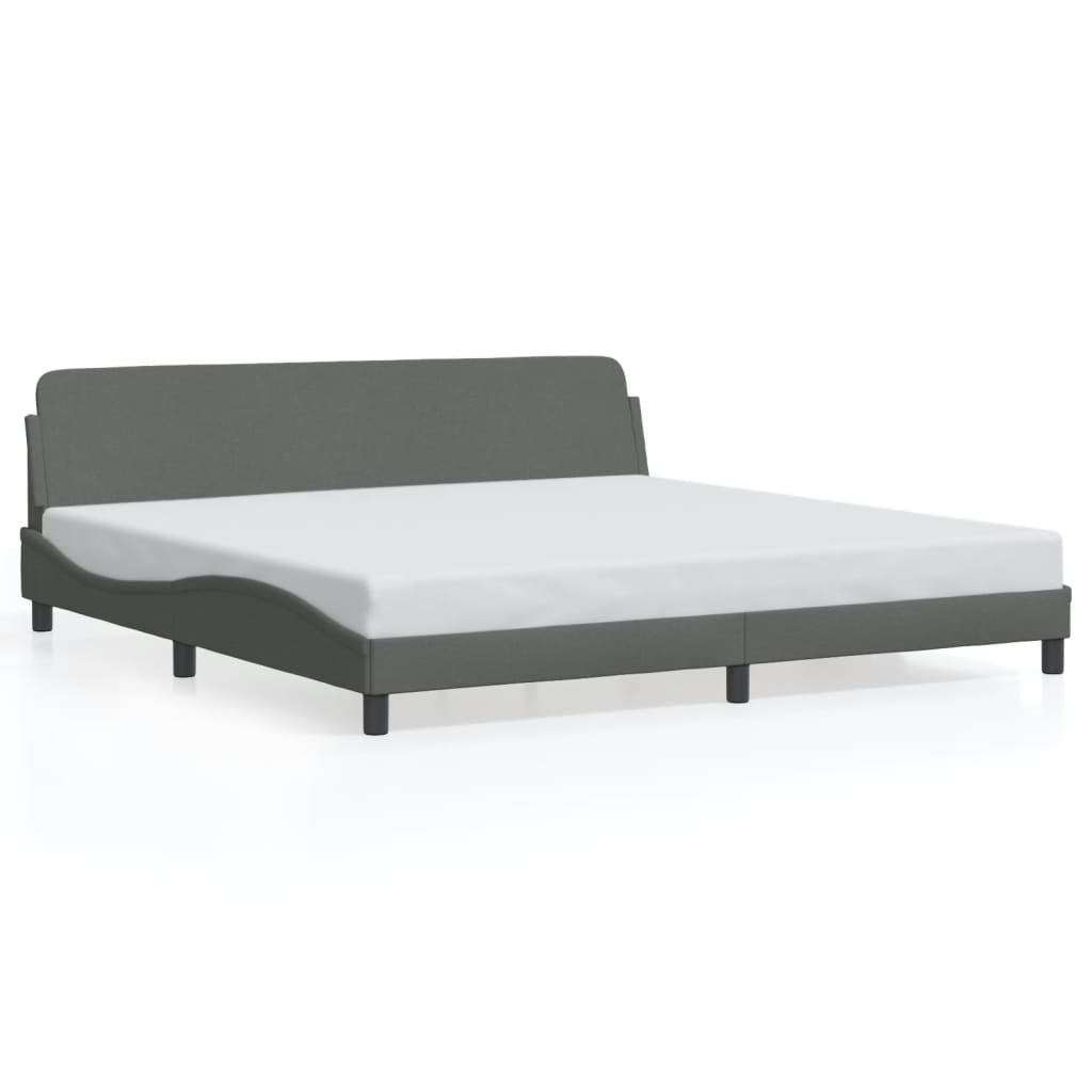 Bed frame without mattress dark grey 200x200 cm fabric