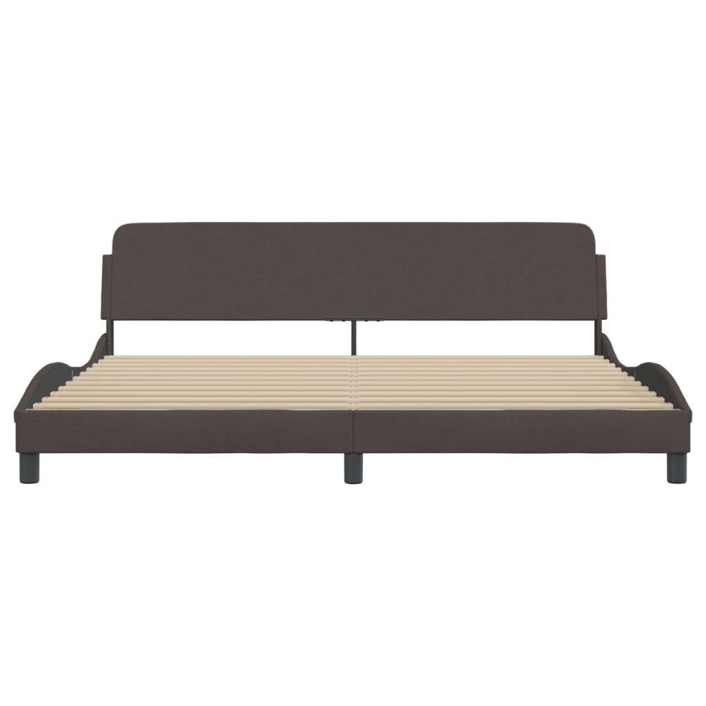 Bed frame without mattress dark brown 200x200 cm fabric