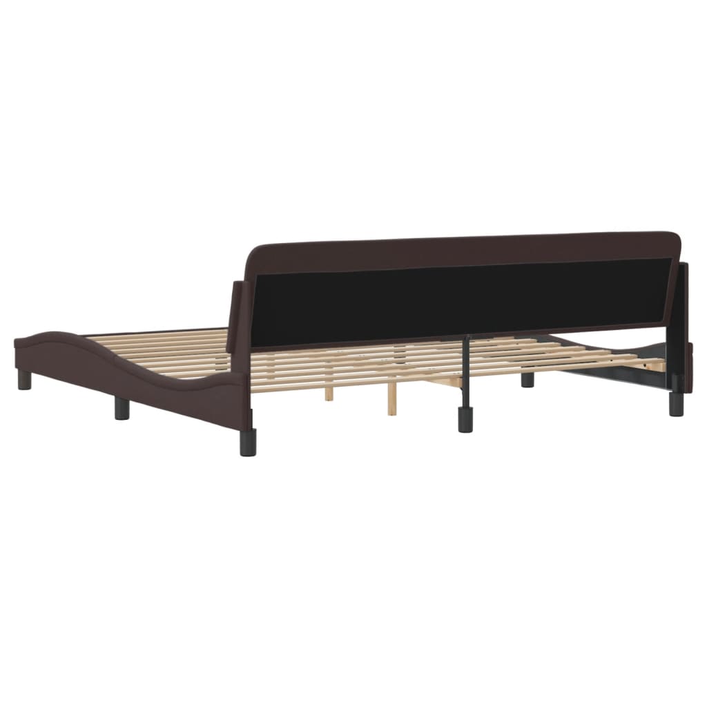 Bed frame without mattress dark brown 200x200 cm fabric