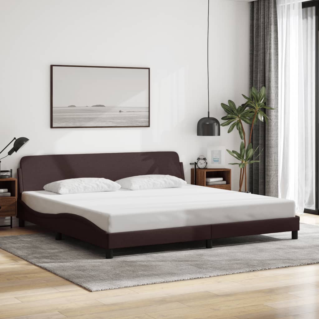 Bed frame without mattress dark brown 200x200 cm fabric