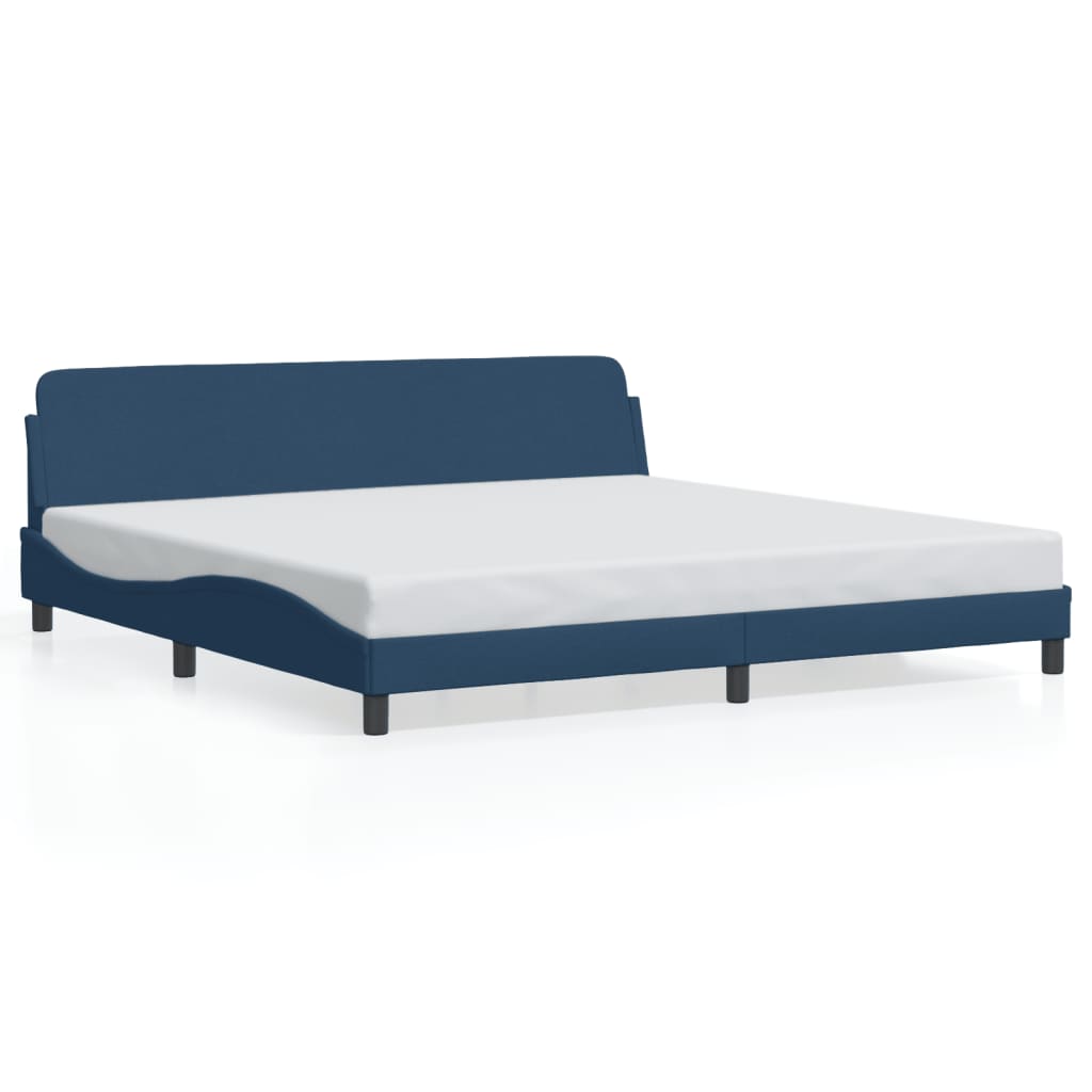 Bed frame without mattress blue 200x200 cm fabric