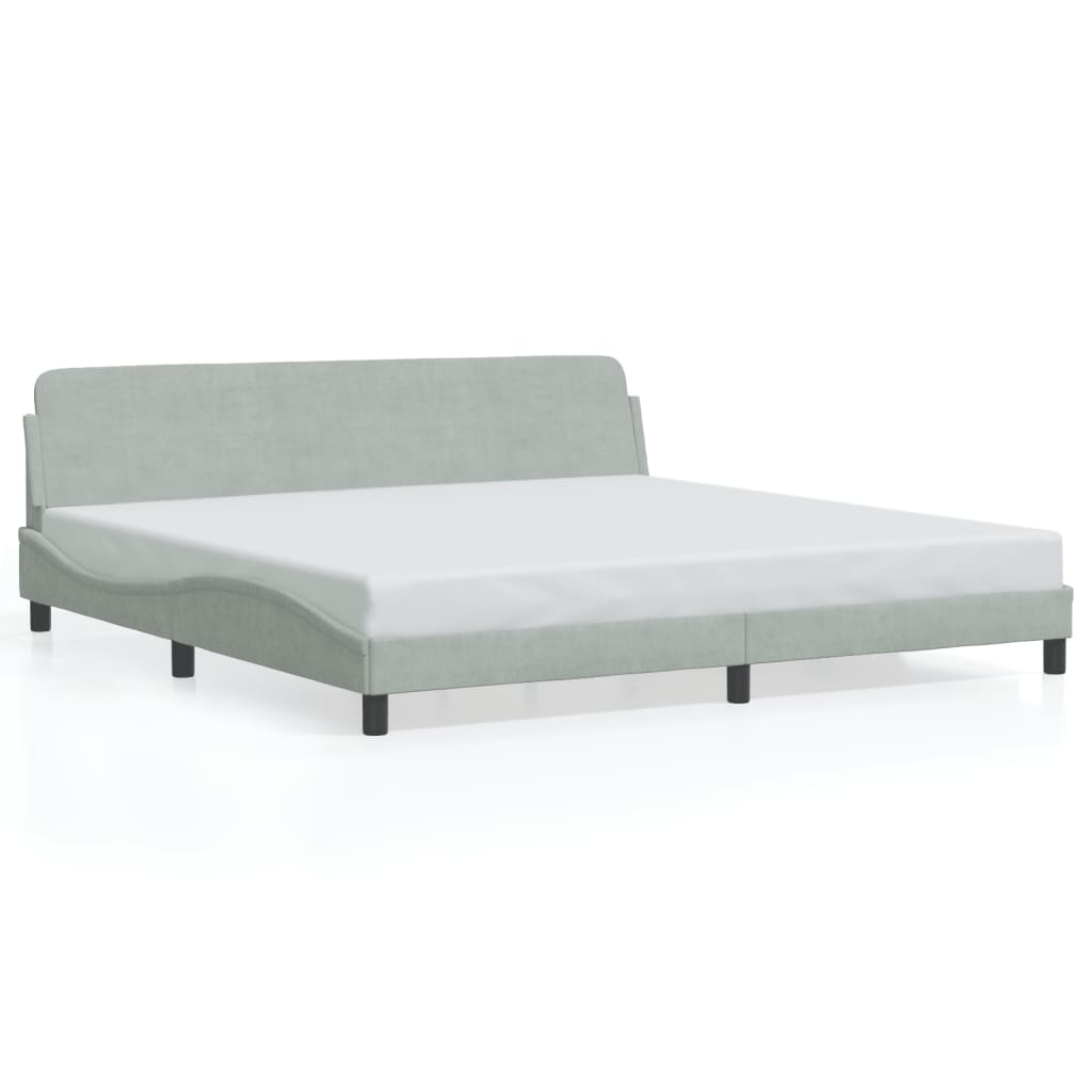 Bed frame without mattress light grey 200x200 cm velvet