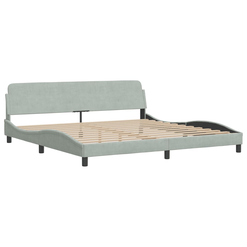 Bed frame without mattress light grey 200x200 cm velvet