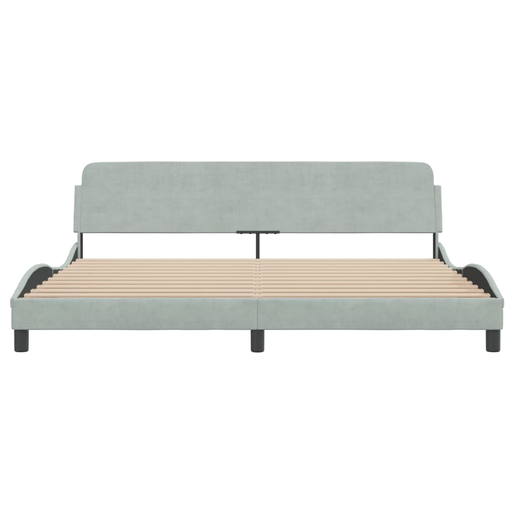 Bed frame without mattress light grey 200x200 cm velvet