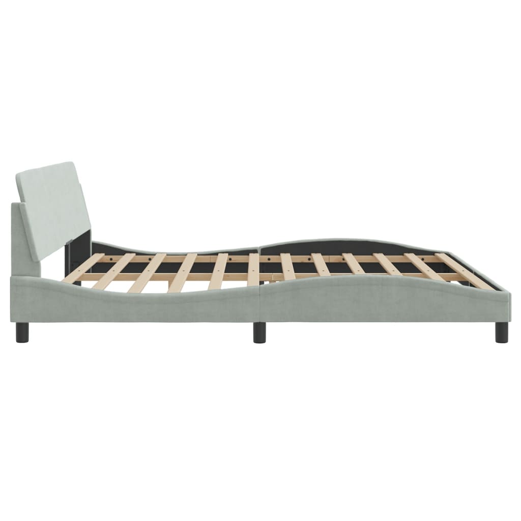 Bed frame without mattress light grey 200x200 cm velvet