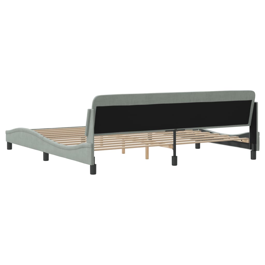 Bed frame without mattress light grey 200x200 cm velvet