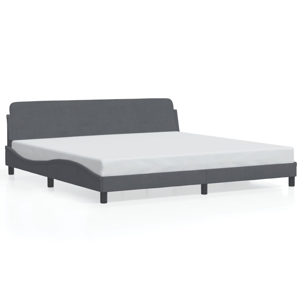 Bed frame without mattress dark grey 200x200 cm velvet