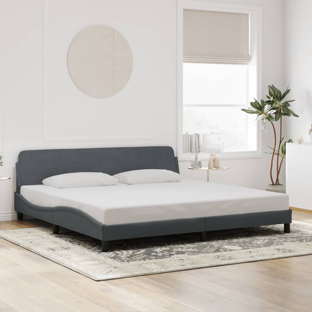 Bed frame without mattress dark grey 200x200 cm velvet