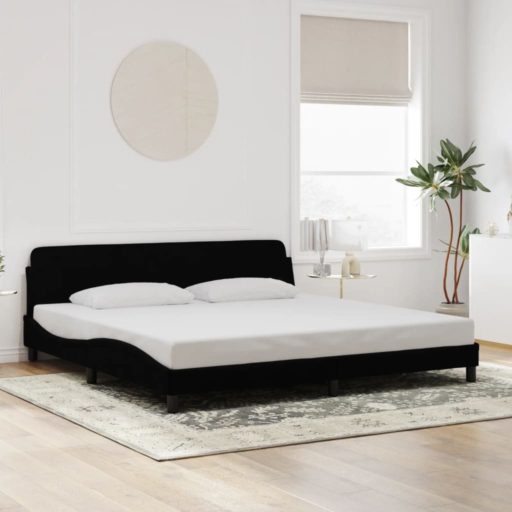 Bed frame without mattress Black 200x200 cm Velvet