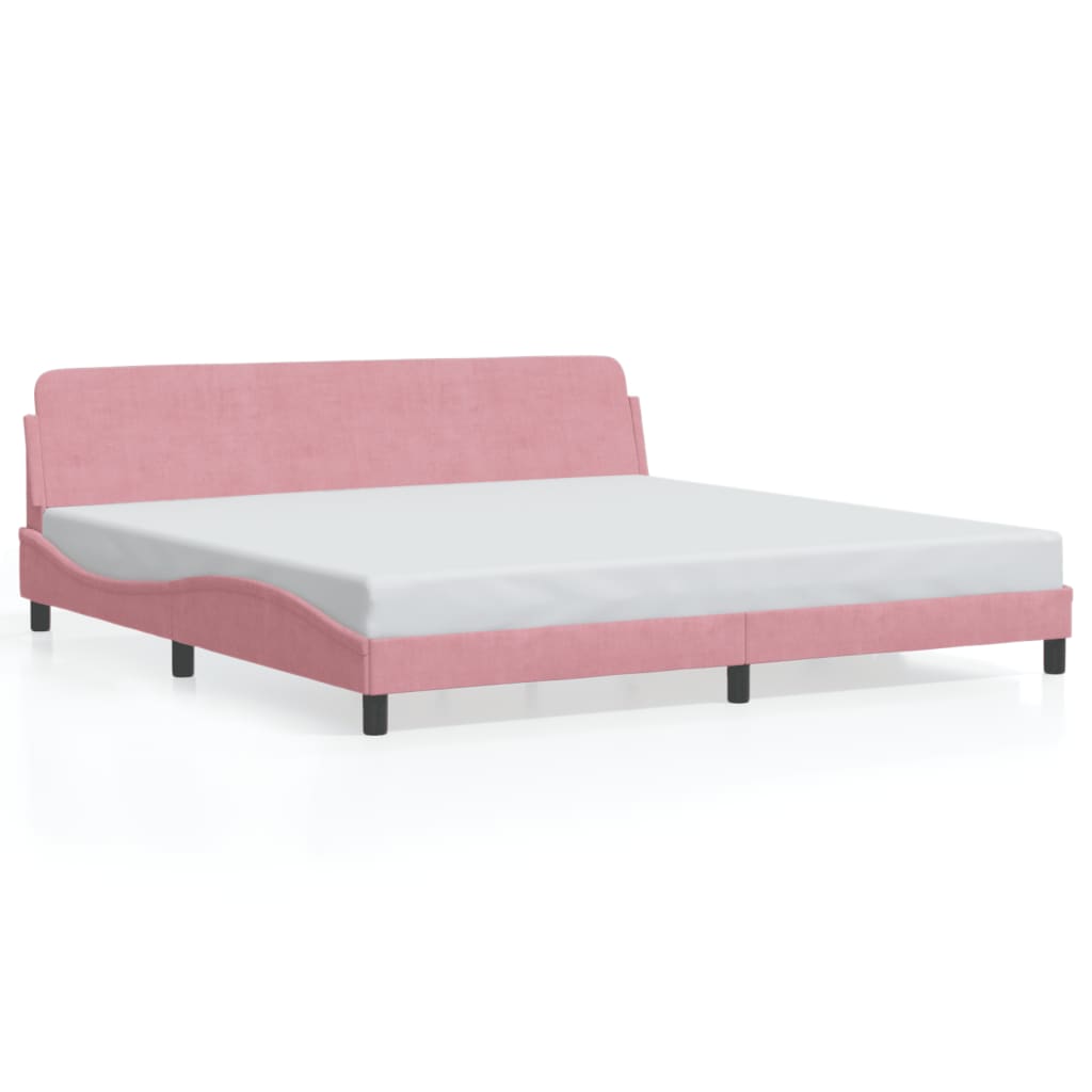 Bed frame with headboard pink 200x200 cm velvet