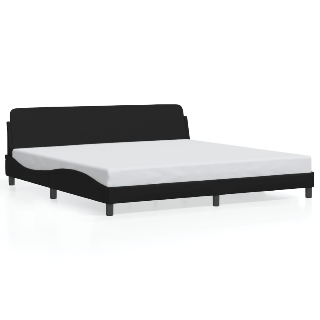 Bed frame with headboard black 200x200 cm artificial leather