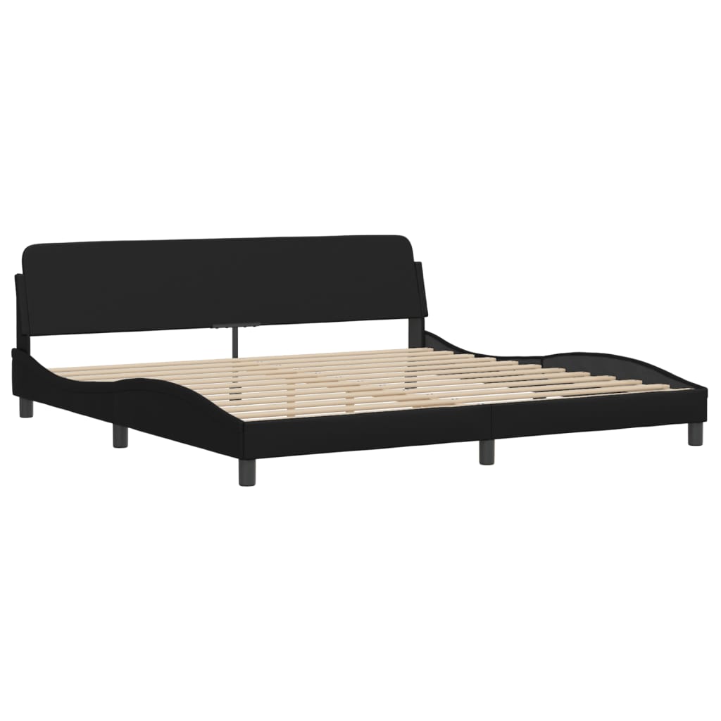 Bed frame with headboard black 200x200 cm artificial leather