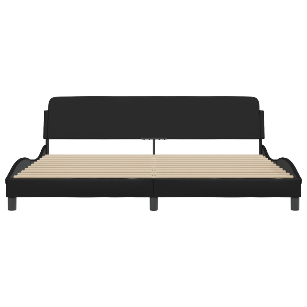 Bed frame with headboard black 200x200 cm artificial leather