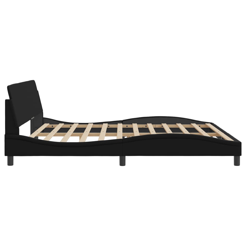 Bed frame with headboard black 200x200 cm artificial leather