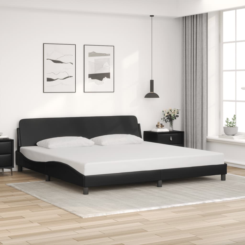 Bed frame with headboard black 200x200 cm artificial leather