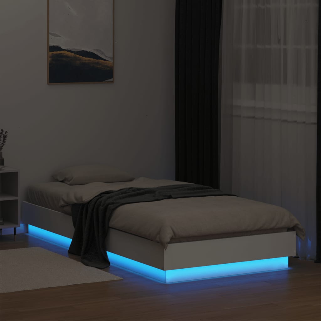 Bed frame with LED lights White 100x200 cm