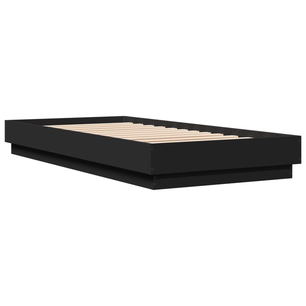 Bed frame with LED Black 100x200 cm