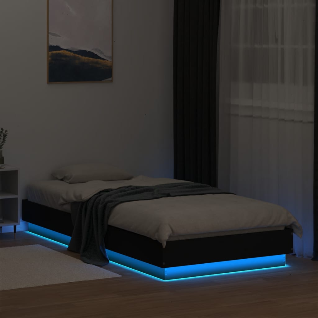 Bed frame with LED Black 100x200 cm