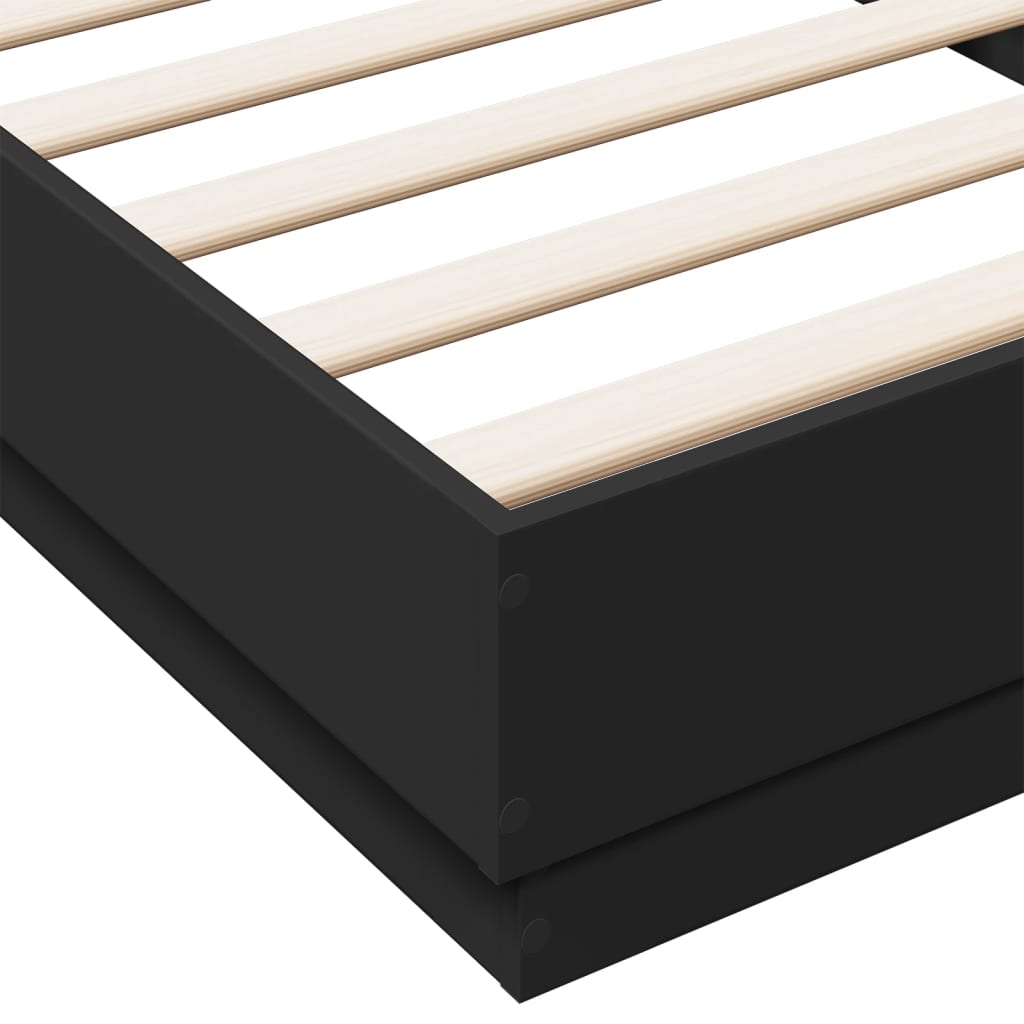 Bed frame with LED Black 100x200 cm