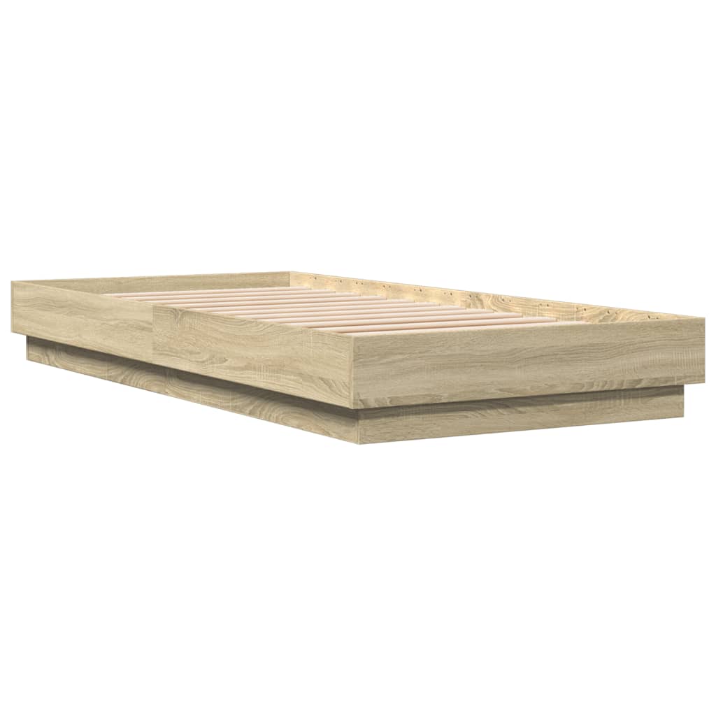 Bed frame LED Sonoma oak 100x200 cm