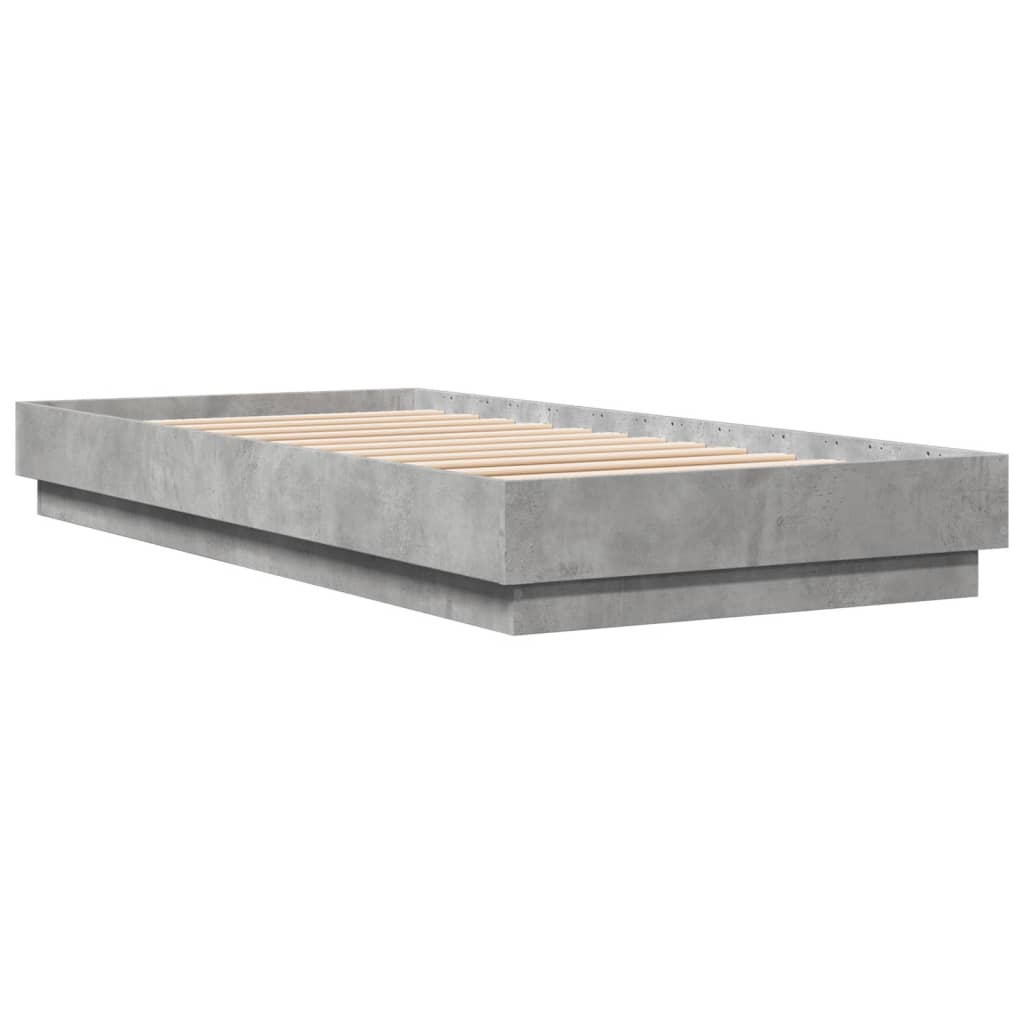 Bed frame with LED concrete grey 100x200 cm