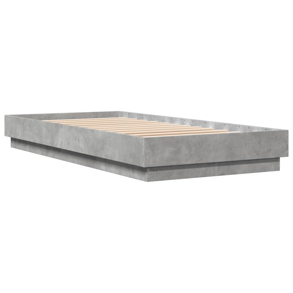 Bed frame with LED concrete grey 100x200 cm