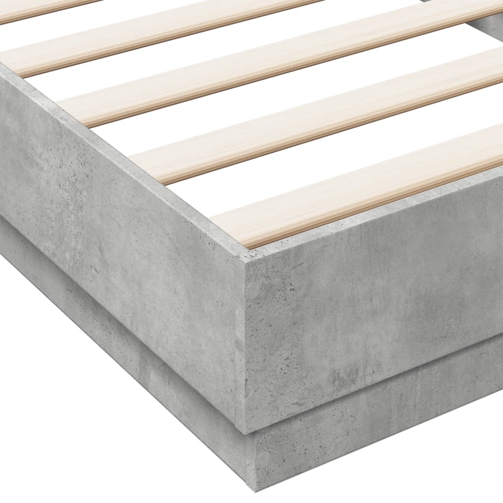 Bed frame with LED concrete grey 100x200 cm