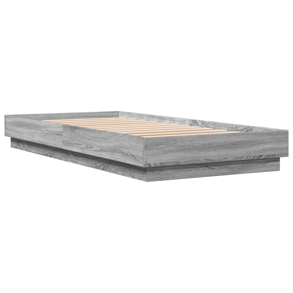 Bed frame LED Grey Sonoma Oak 100x200 cm