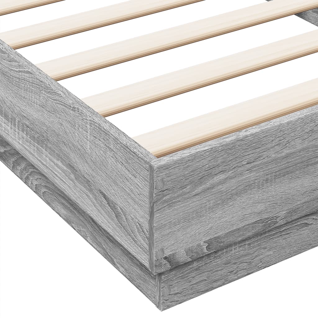 Bed frame LED Grey Sonoma Oak 100x200 cm