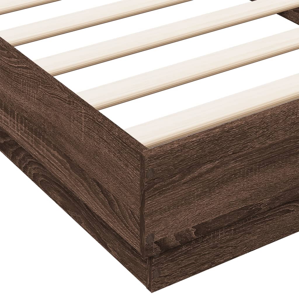 Bed frame with LED brown oak look 100x200 cm